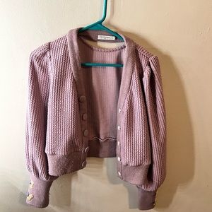 Petite studio, New York City lavender cardigan, 75% cotton
